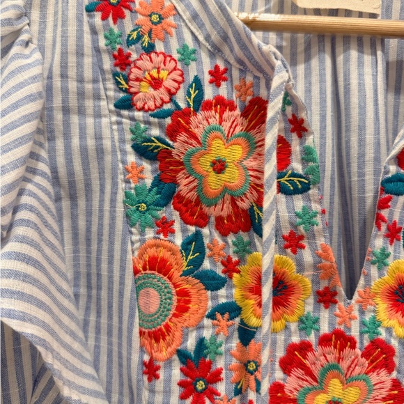 Savanna Jane Blue and White Striped Blouse - Picture 4 of 8